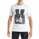 Бяла мъжка тениска с принт tr010720-31 2