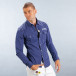 Мъжка карирана риза в цвят индиго с тик-так копчета it050618-4 2
