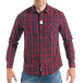 Мъжка риза в червено-синьо каре с детайли от деним it050618-1 2