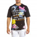 Черна мъжка тениска с колоритен принт it240621-10 2