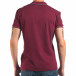 Мъжка червена тениска с яка със син и бял кант it150616-35 3