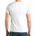 Мъжка бяла тениска с декоративни дупки и принт звезди и рози il140416-58 3