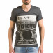 Мъжка тъмно сива тениска с голямо кръгло деколте tsf060416-6 2