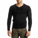 Мъжки фин черен пуловер с връзки it301020-12 2