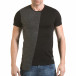 Мъжка черна тениска със сива плетена част il170216-63 2