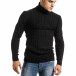 Мъжки черен пуловер с поло яка и плетеници it301020-23 2