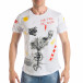 Мъжка бяла тениска с цветни принтове tsf290318-48 2