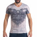 Мъжка сиво-бяла тениска с принт орел и надпис il141217-11 2