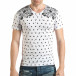 Мъжка бяла тениска с декоративни дупки и принт звезди и рози il140416-58 2