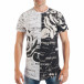 Мъжка тениска в бяло и черно удължен модел tsf250518-69 2