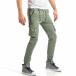 Мъжки зелен карго панталон с джобове с копчета на крачолите it290118-1 3