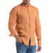 Мъжка оранжева риза от лен с яка столче tr110320-91 2