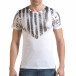 Мъжка бяла тениска със сребрист принт il170216-50 2
