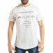 Мъжка бяла тениска с връзки и надписи tsf020218-51 2