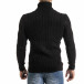 Мъжки черен пуловер с поло яка и плетеници it301020-23 3