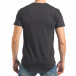 Мъжка черна тениска с двуцветни ленти отпред it290118-110 3