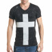 Мъжка черна тениска с бял кръст tsf060217-94 2
