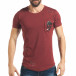 Мъжка тъмно червена тениска с релефен череп на джоба tsf020218-6 2