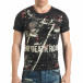 Мъжка черна тениска рокерска с разноцветни пръски боя il140416-62 2