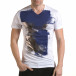 Мъжка бяла тениска със сребристо-син принт il170216-44 2
