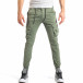 Мъжки зелен карго панталон с джобове с копчета на крачолите it290118-1 2