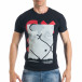Мъжка черна тениска с абстрактен принт  tsf290318-5 2