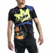 Мъжка черна тениска с колоритен принт tr270221-37 2