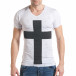 Мъжка бяла тениска с черен кръст tsf060217-95 2