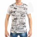 Мъжка бяла тениска с черни надписи it260318-183 2