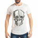 Мъжка бяла тениска с голям принт череп tsf020218-49 2