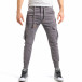 Мъжки сив карго панталон с контрастни ленти it290118-7 2