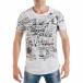 Мъжка бяла тениска с вестникарски принт tsf250518-58 3
