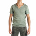 Мъжка тениска от памук и лен в зелено it010720-26 2