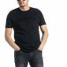 Мъжка черна тениска Slim fit с флок печат tr270221-48 2