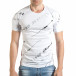 Мъжка бяла тениска с черно-сиви черти il140416-1 2