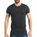 Мъжка черна тениска с пришити връзки tsf020218-64 2