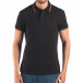 Мъжка черна тениска с яка с оранжев и бял кант it150616-32 2