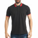 Мъжка черна тениска с двуцветна яка  tsf020218-62 2
