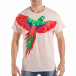 Розова мъжка тениска с релефен папагал tsf250518-7 2
