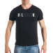 Мъжка черна тениска с надпис BLACK tsf290318-25 2