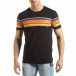 Мъжка черна тениска с цветни райета it150419-53 2