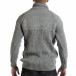 Дебел мъжки пуловер в сив меланж с висока яка it261018-99 3