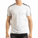 Бяла мъжка тениска с черно удължение it150419-84 3