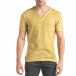 Мъжка тениска от памук и лен цвят горчица it240420-7 2