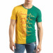 Мъжка тениска в зелено и жълто с принт it150419-58 2