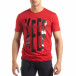 Червена мъжка тениска сребрист принт it150419-91 2