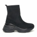 Дамски черни маратонки тип чорап с обемна подметка it281019-19 2