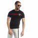Мъжка черна тениска с кант и бродерия it040219-116 2