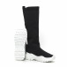 Дамски черни ботуши тип чорап бяла подметка it260919-66 4