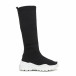 Дамски черни ботуши тип чорап бяла подметка it260919-66 2